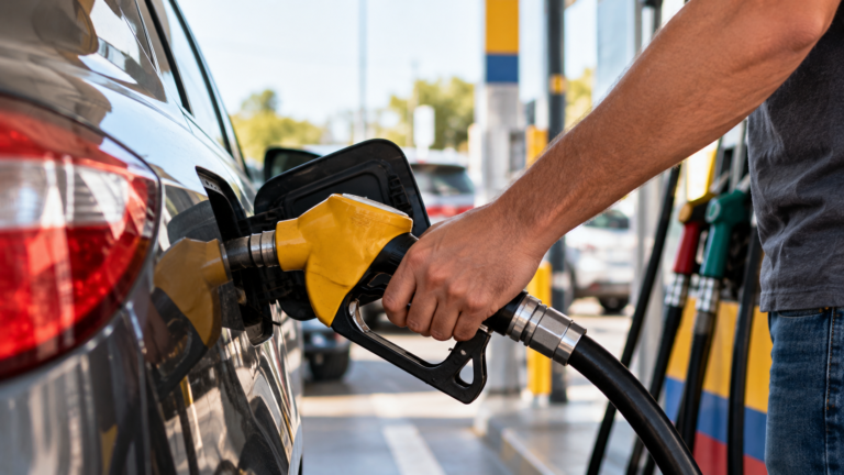ICMS 2027: gasolina, diesel e gás terão aumento de até 11,1%; veja os valores Homem abastecendo carro em posto de combustíveis, ilustrando o impacto do aumento do ICMS 2027 sobre os preços da gasolina e do diesel